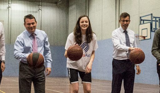 Poeple playing basketball