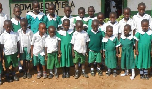 School Children outside their classroom. The Soma Leo Foundation