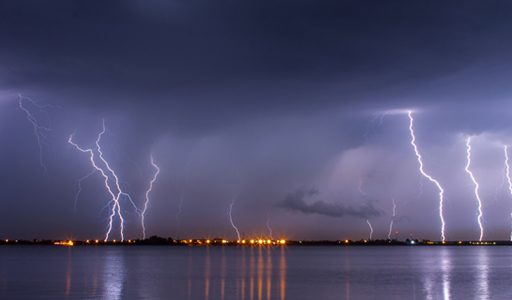 Thunderstorm over water