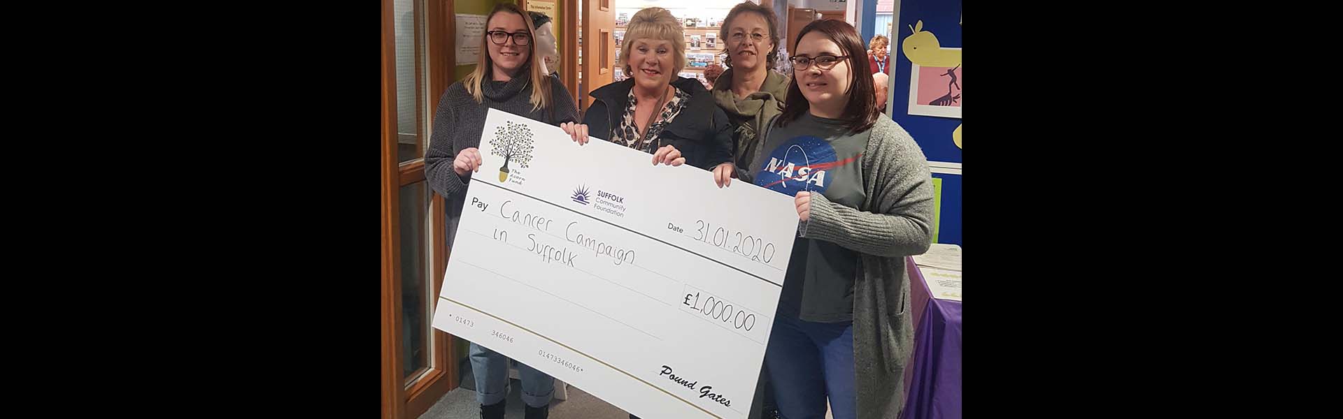 £1,000 donated to  Cancer Campaign in Suffolk